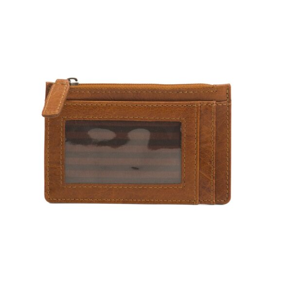 JACK GEORGES Honey Leather Voyager Buffalo Zippered Card Holder - Picture 1 of 2